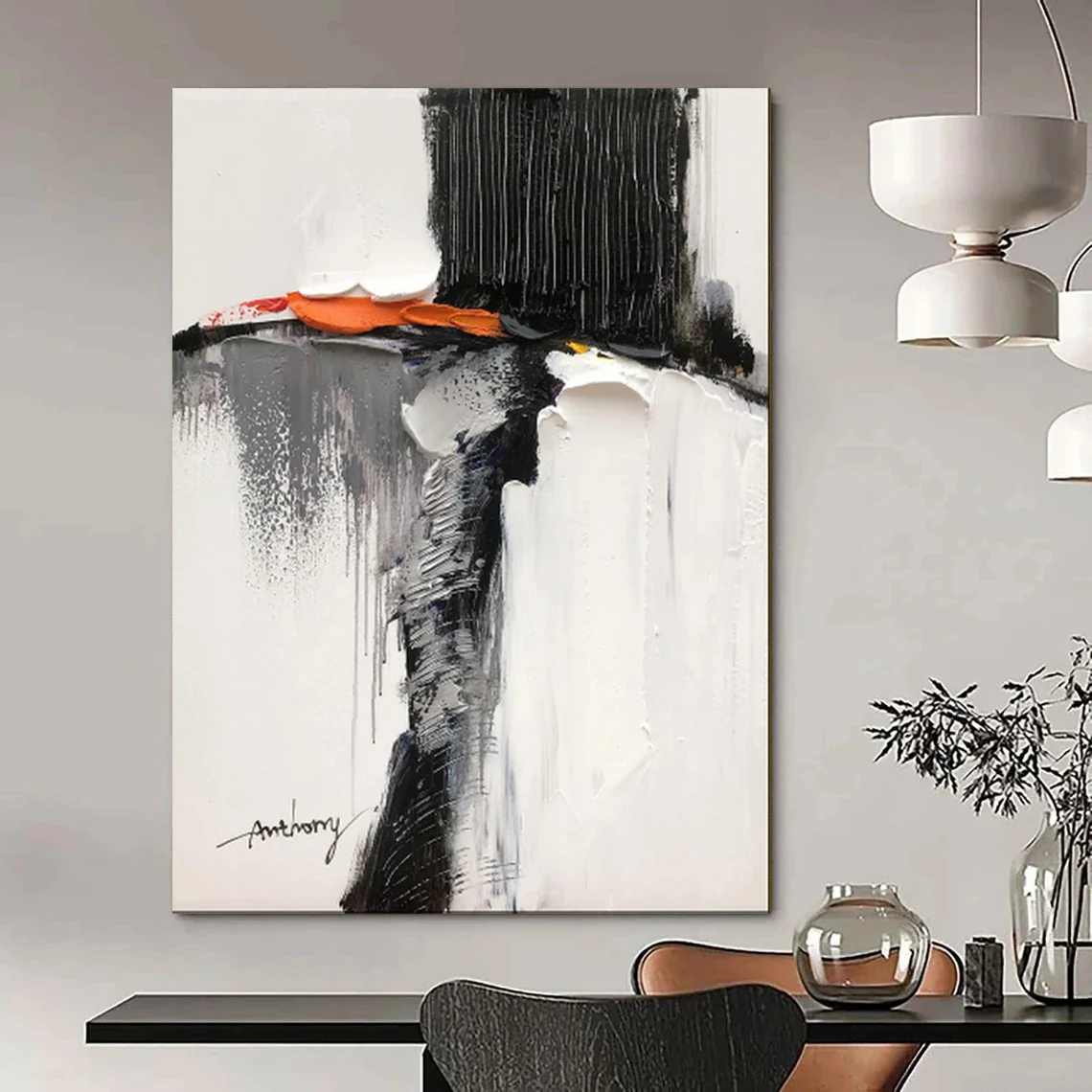 Modern Handmade Figure Artistic Black Abstract Artwork 9NT9U